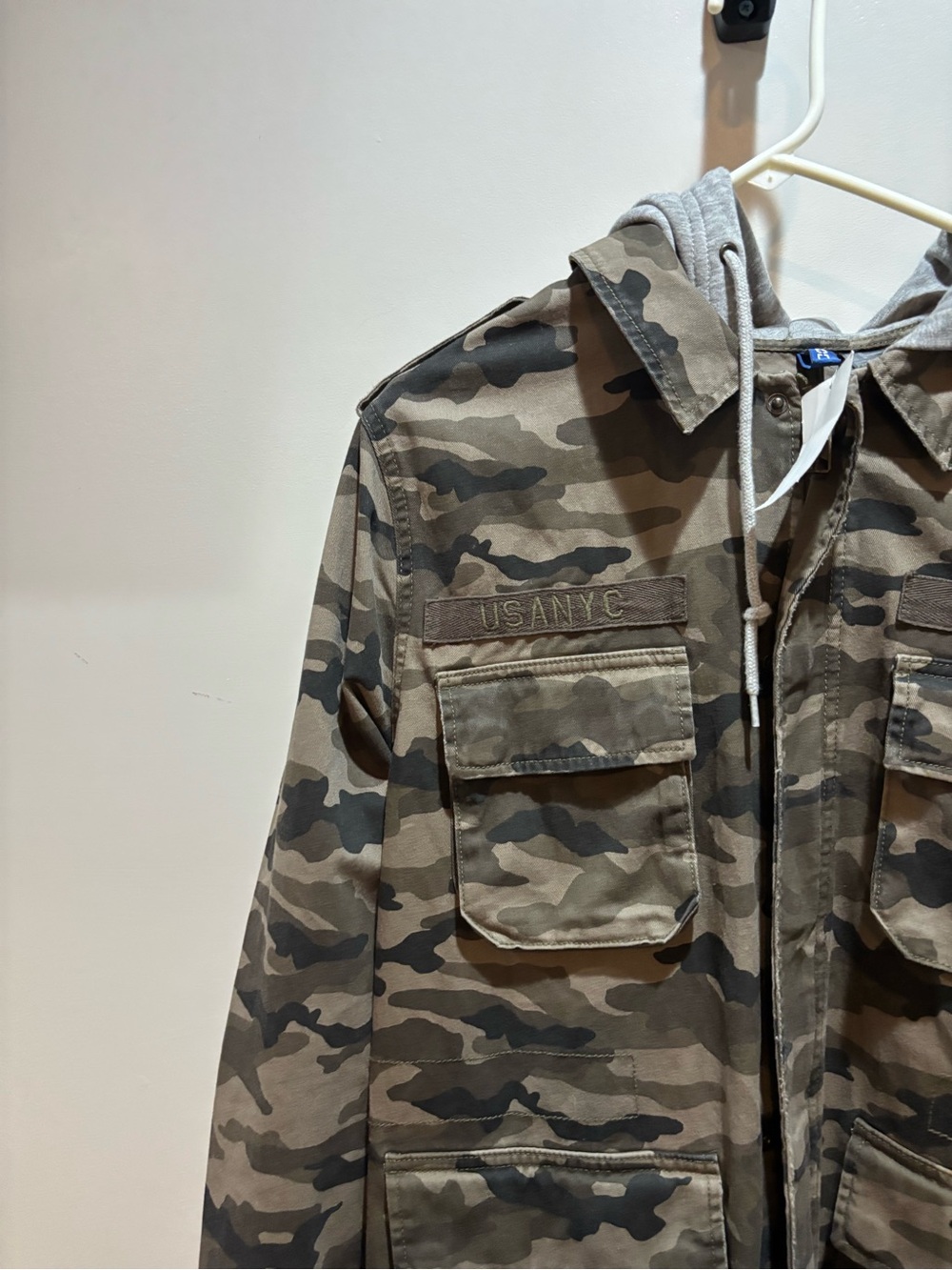 H&M Men's Camouflage Field Jacket with Grey Hood NWT Deadstock Y2K - Picture 8 of 14